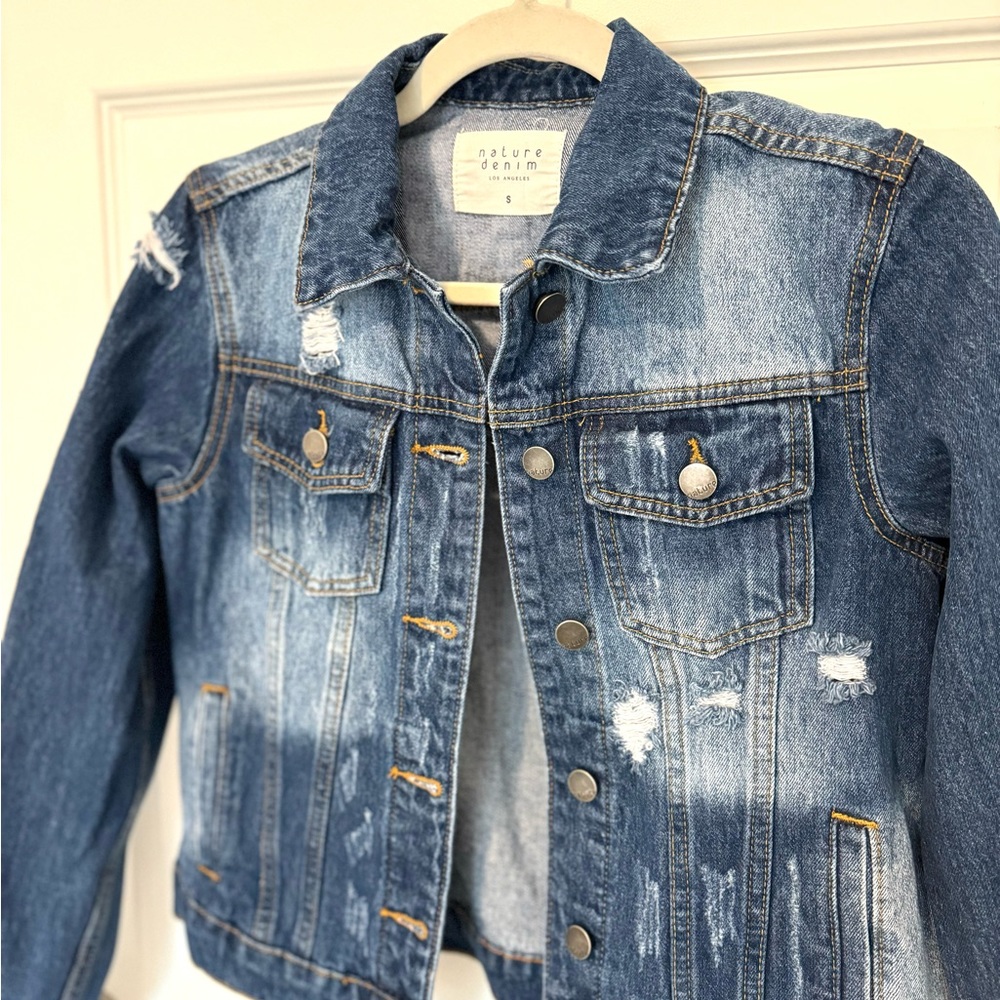 Nature Denim at Pink Lily Distressed Denim Jacket - size S